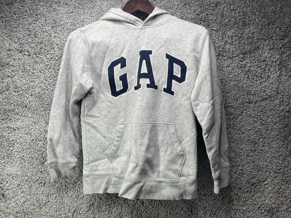 Kids Gap Logo Hoodie Sweater Size XLarge 12 Grey with Blue Logo Warm Outdoors